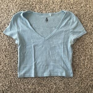 Wild Fable Sky Blue V-Neck Crop Top